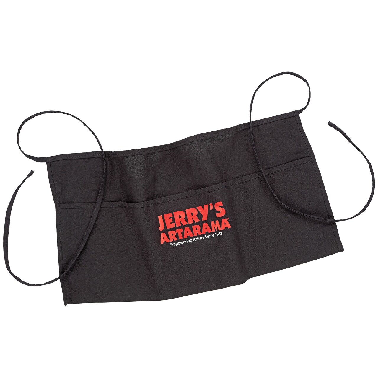Jerry's Artarama Waist Apron for Art Supplies - Black Tie-Back Half-Apron with 3 Large Pockets, 24" W x 11-1/2" D, 45% Polyester, 55% Cotton, Machine Washable, Studio & Workshop Use